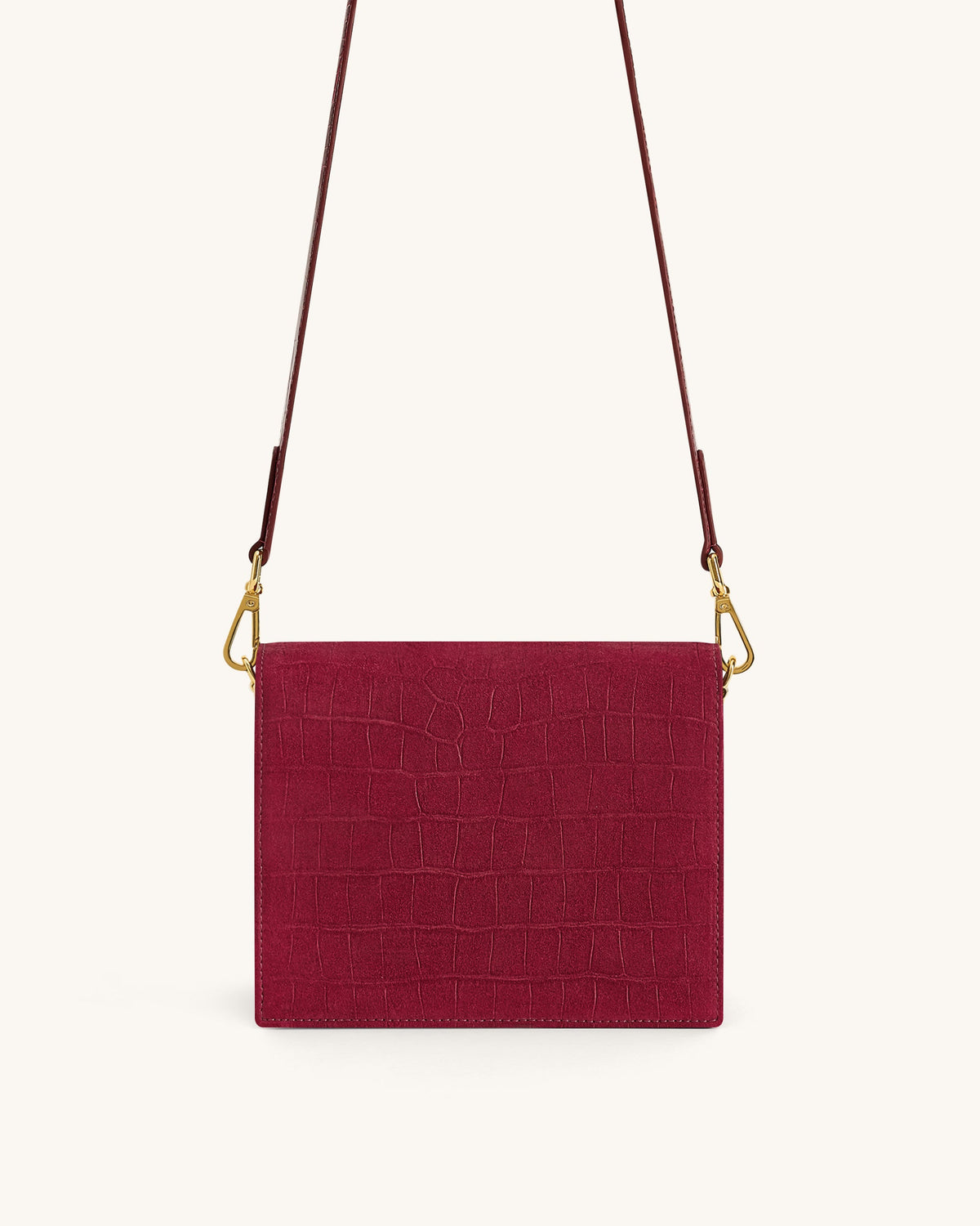Mini Flap Faux Suede Croc Embossed Crossbody - Burgundy | JW PEI