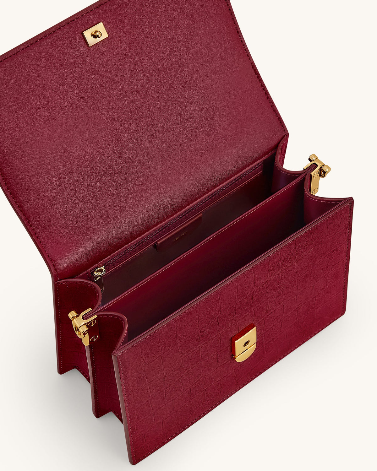 Mini Flap Faux Suede Croc Embossed Crossbody - Burgundy | JW PEI