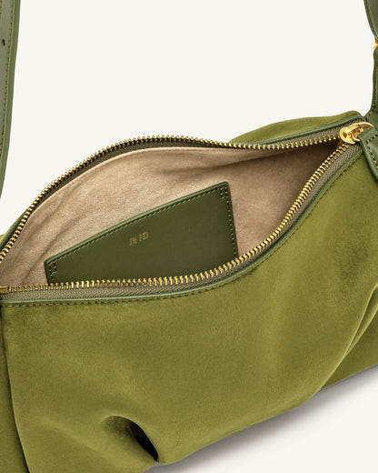 Loriette Faux Suede Crossbody Bag - Olive Green | JW PEI