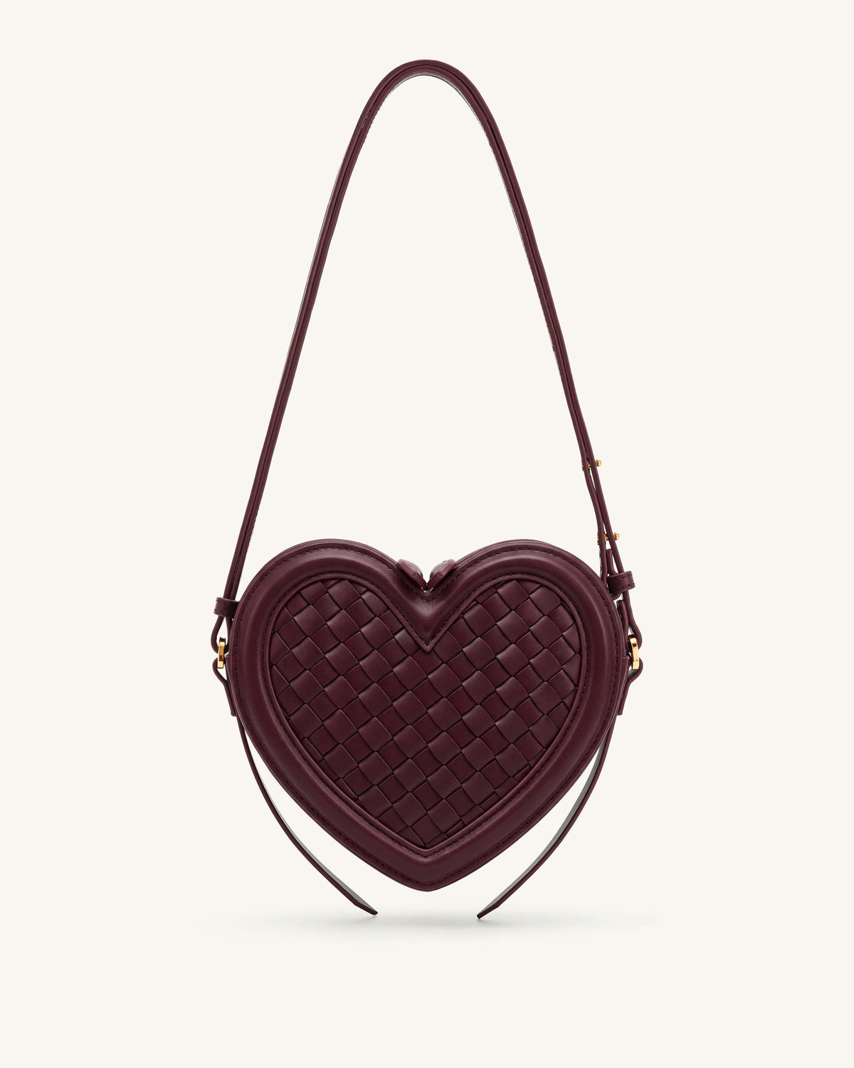 Arlene Woven Heart Shape Crossbody Bag - Deep Burgundy | JW PEI