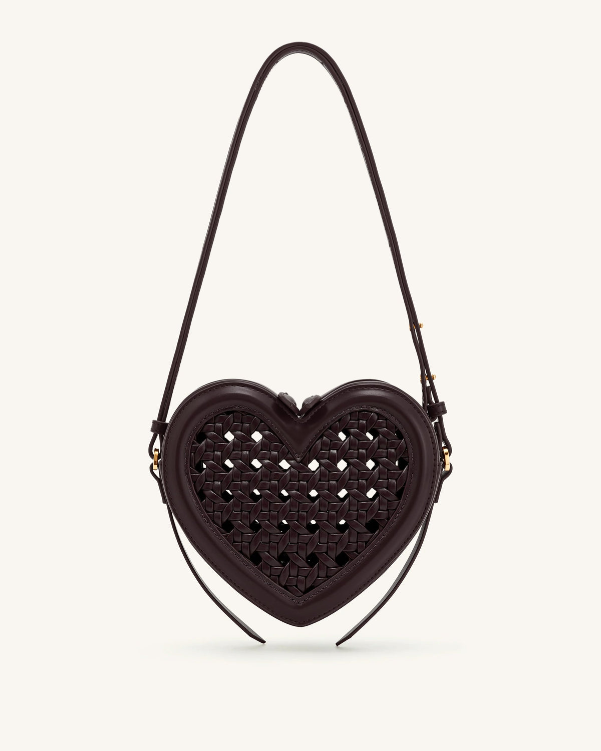 Arlene Openwork Woven Heart Shape Crossbody Bag - Vintage Red | JW PEI