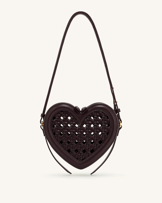 Arlene Openwork Woven Heart Shape Crossbody Bag - Vintage Red | JW PEI