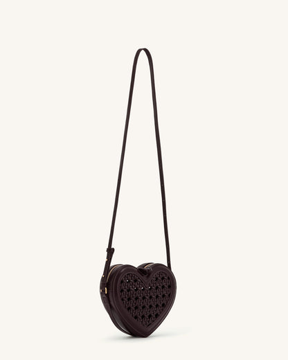 Arlene Openwork Woven Heart Shape Crossbody Bag - Vintage Red | JW PEI
