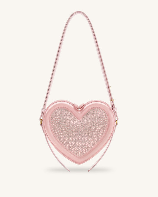 Arlene Artificial Crystal Heart Shaped Crossbody Bag - Light Pink | JW PEI