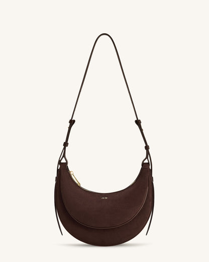 Sharon Faux Suede Crossbody Bag - Coffee Brown | JW PEI