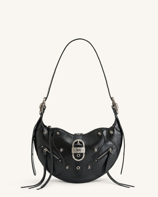 Tessa Crushed Shoulder Bag - Black | JW PEI