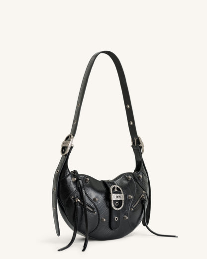 Tessa Crushed Shoulder Bag - Black | JW PEI