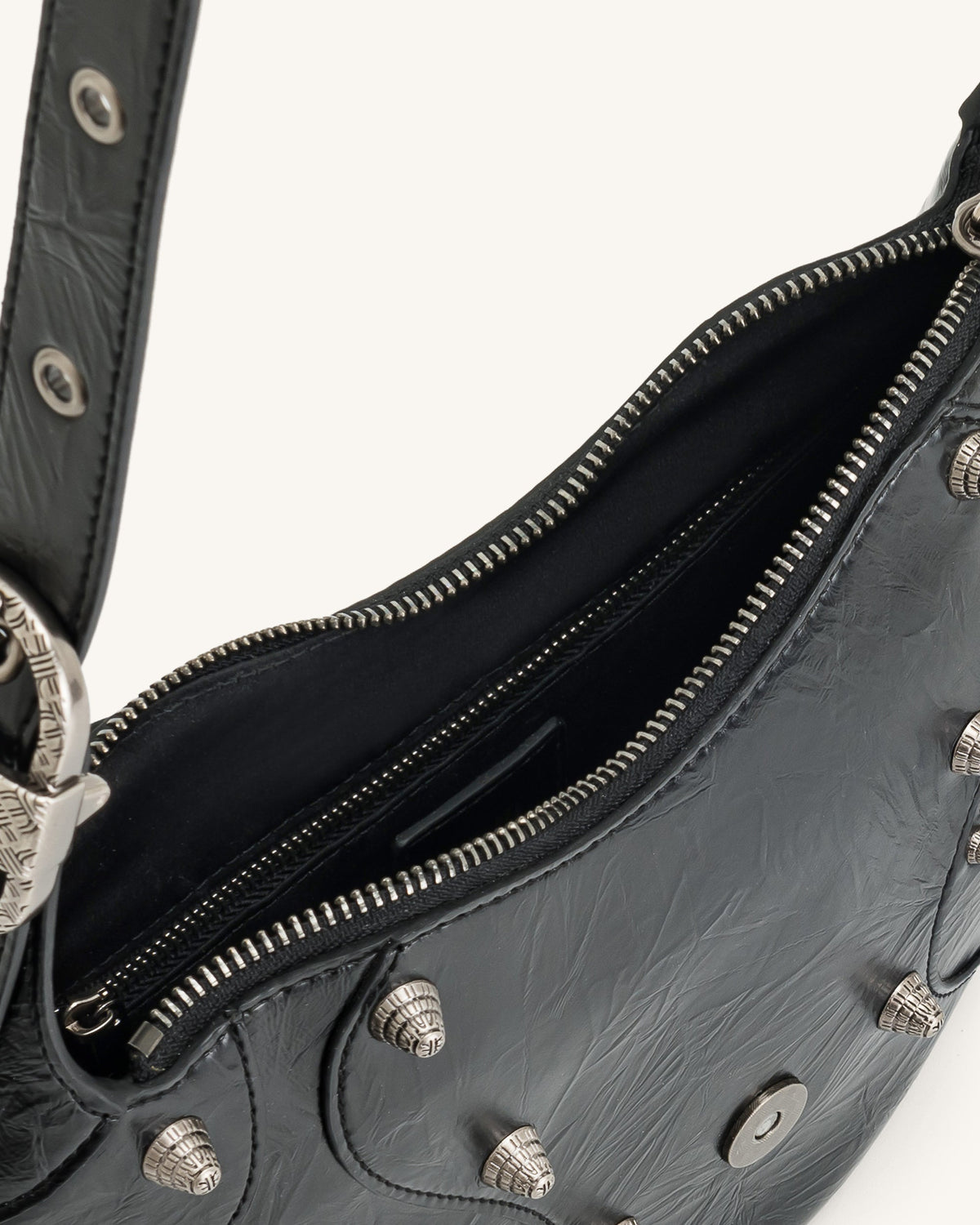 Tessa Crushed Shoulder Bag - Black | JW PEI