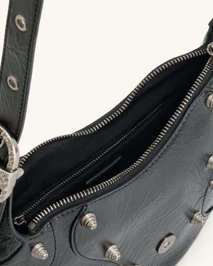 Tessa Crushed Shoulder Bag - Black | JW PEI