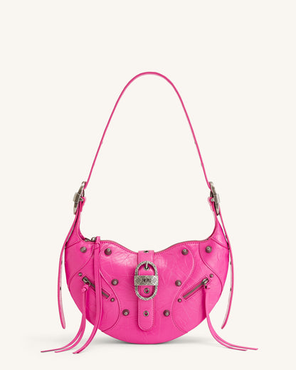 Tessa Crushed Shoulder Bag - Bright Pink | JW PEI