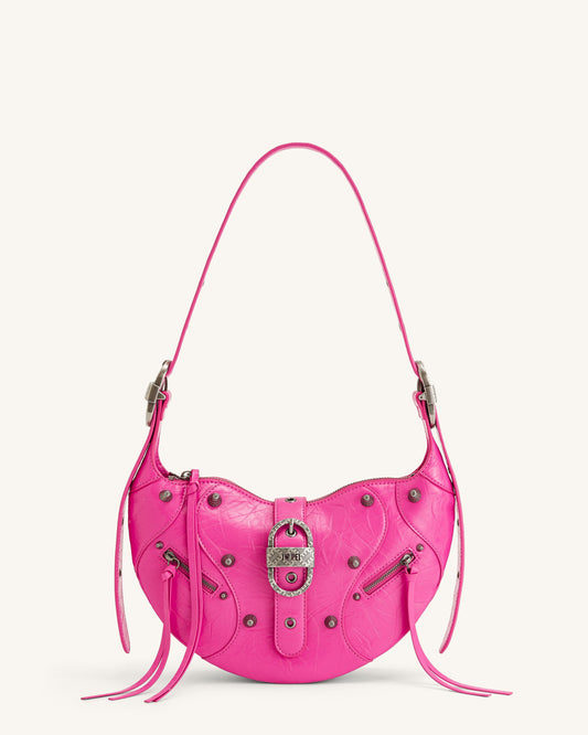 Tessa Crushed Shoulder Bag - Bright Pink | JW PEI