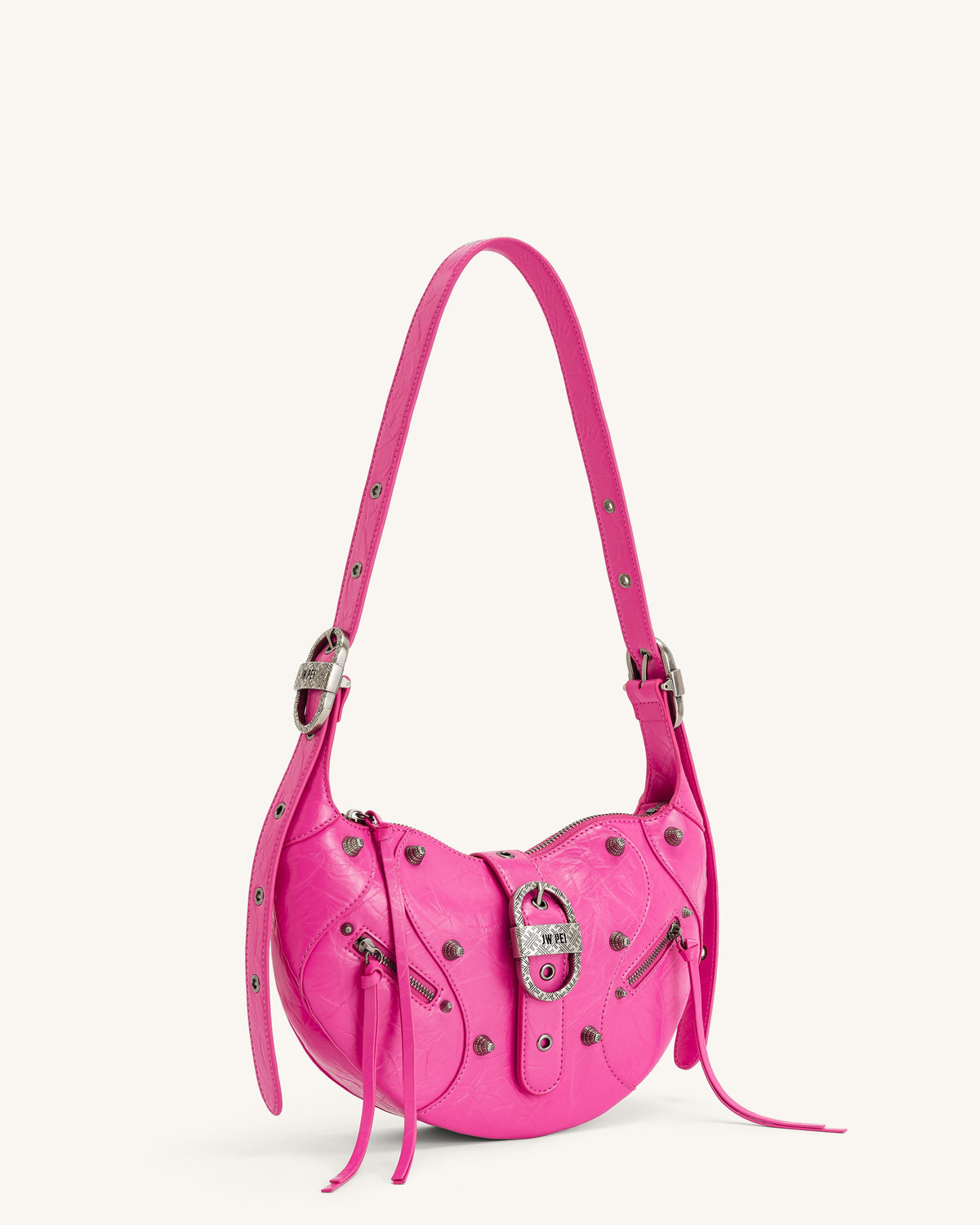 Tessa Crushed Shoulder Bag - Bright Pink | JW PEI