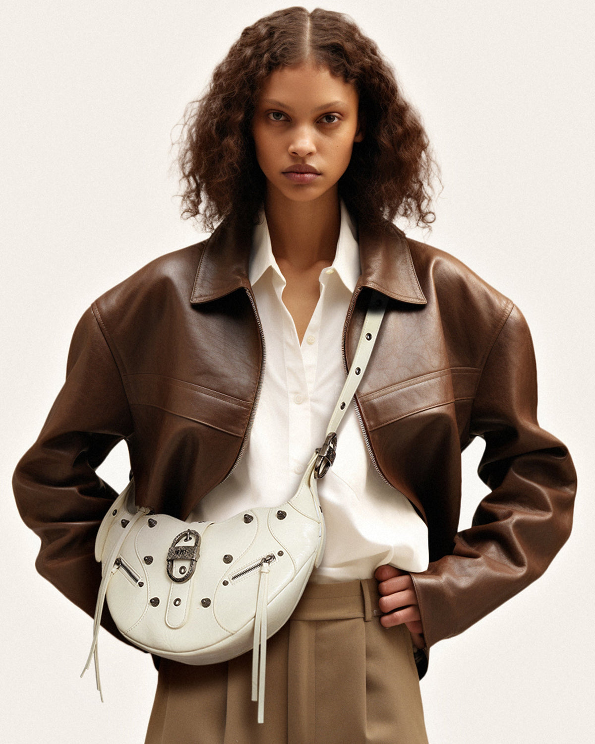 Tessa Crushed Shoulder Bag - White | JW PEI