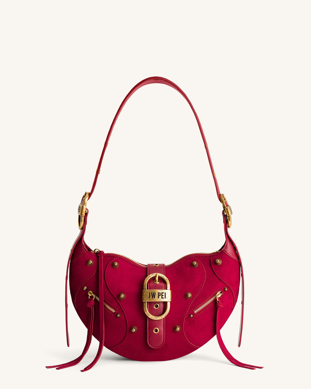 Tessa Suede Shoulder Bag - Deep Magenta | JW PEI