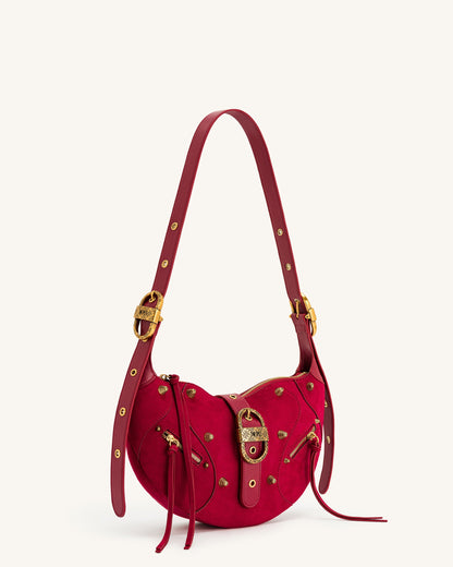 Tessa Suede Shoulder Bag - Deep Magenta | JW PEI