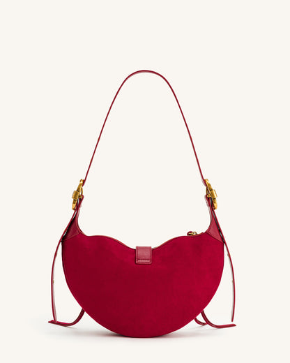 Tessa Suede Shoulder Bag - Deep Magenta | JW PEI