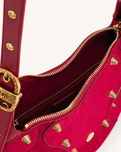 Tessa Suede Shoulder Bag - Deep Magenta | JW PEI