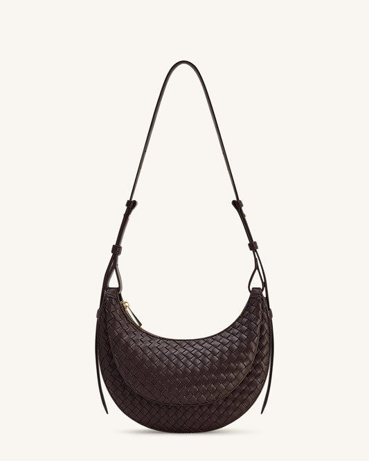 Sharon Woven Crossbody Bag - Coffee Brown | JW PEI