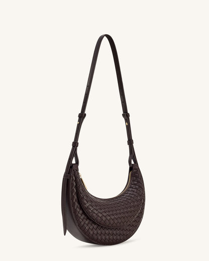 Sharon Woven Crossbody Bag - Coffee Brown | JW PEI