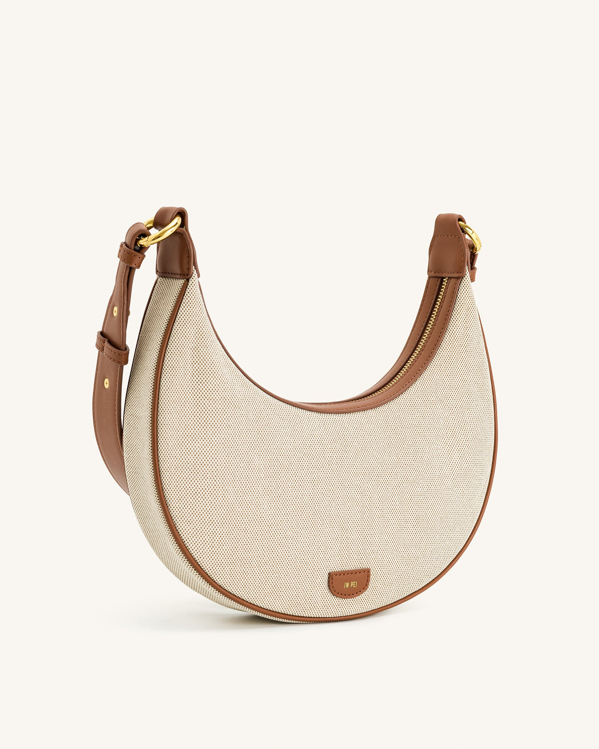 Carly Canvas Saddle Bag - Beige | JW PEI