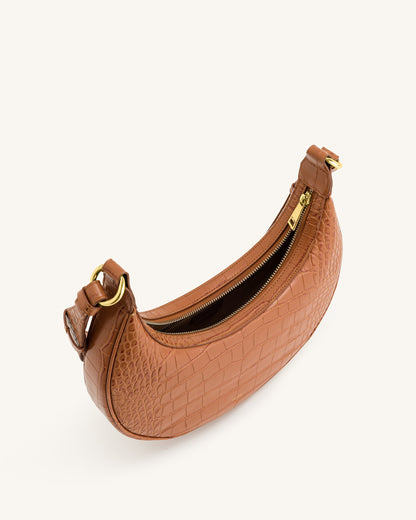 Carly Saddle Bag - Acorn Brown Croc | JW PEI