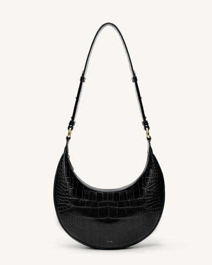 Carly Saddle Bag - Black Croc | JW PEI