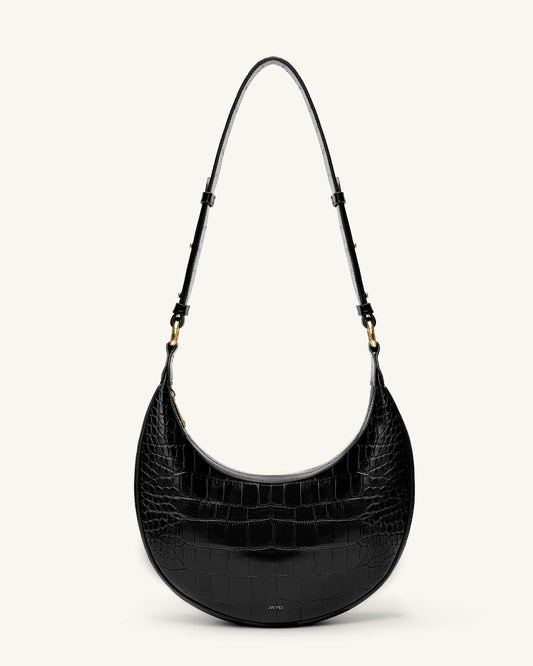 Carly Saddle Bag - Black Croc | JW PEI