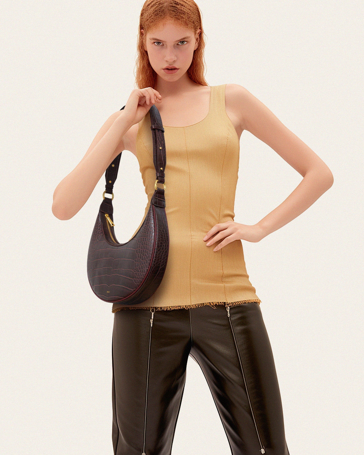 Carly Saddle Bag - Brown Croc | JW PEI
