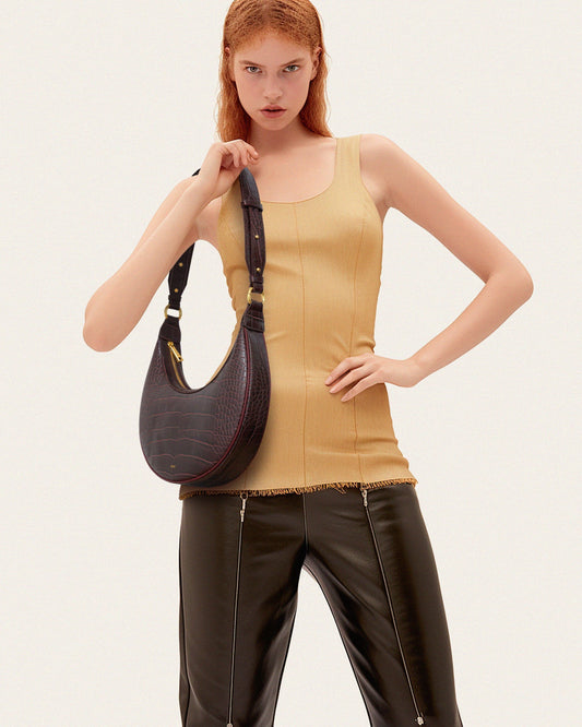 Carly Saddle Bag - Brown Croc | JW PEI
