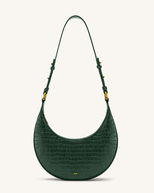 Carly Saddle Bag - Dark Green Croc | JW PEI