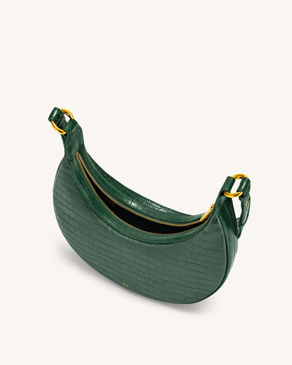 Carly Saddle Bag - Dark Green Croc | JW PEI