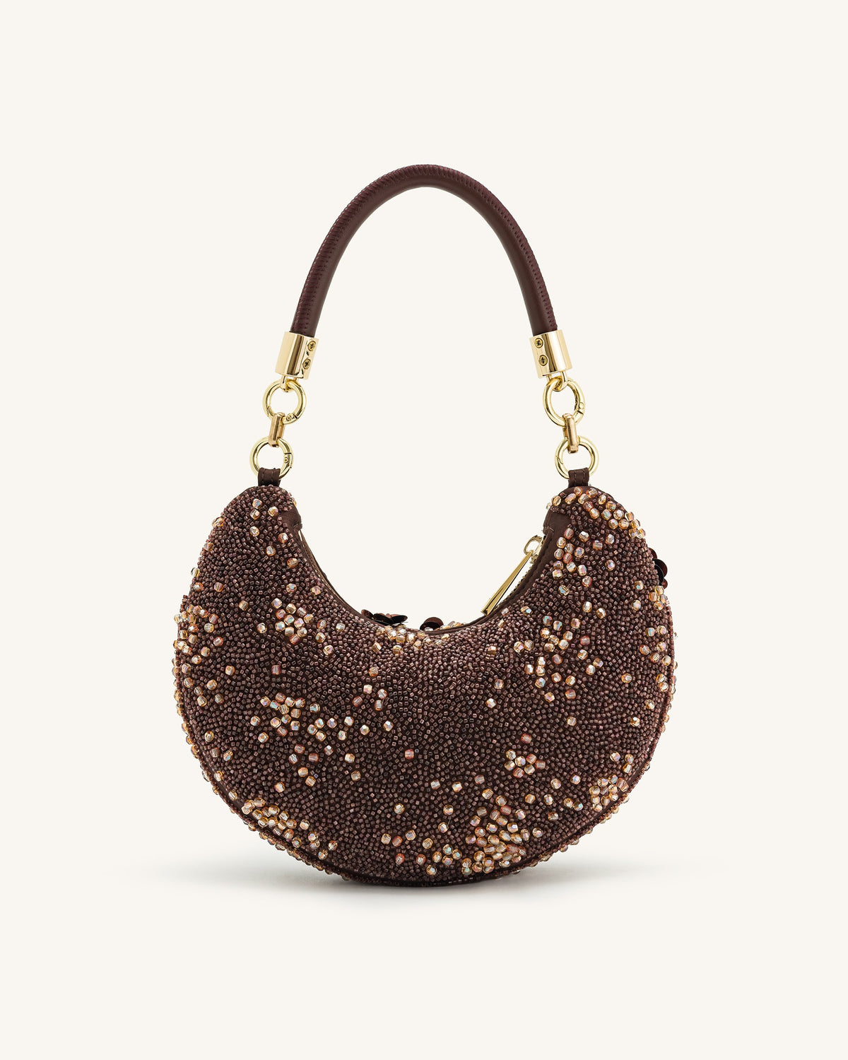 Livia Beaded Floral Hobo Bag - Brown | JW PEI
