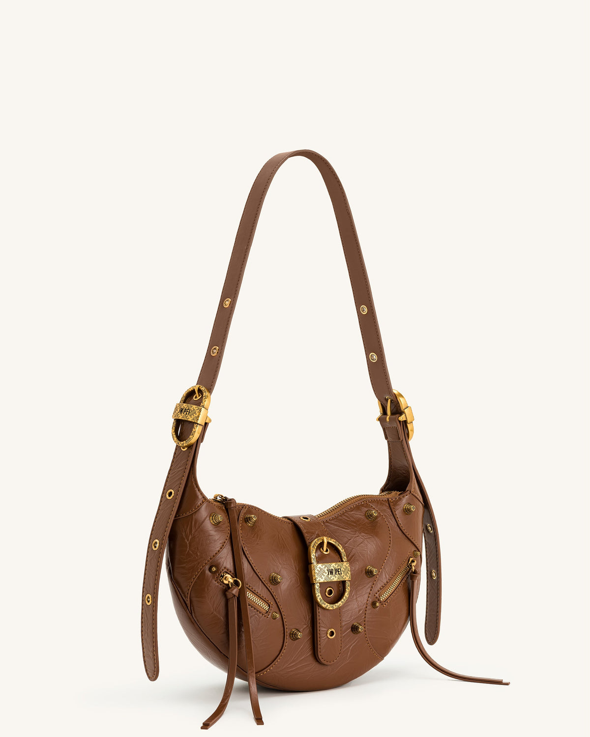 Tessa Crushed Shoulder Bag - Brown | JW PEI