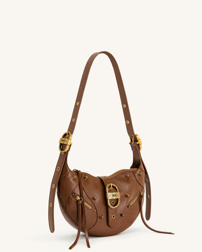 Tessa Crushed Shoulder Bag - Brown | JW PEI
