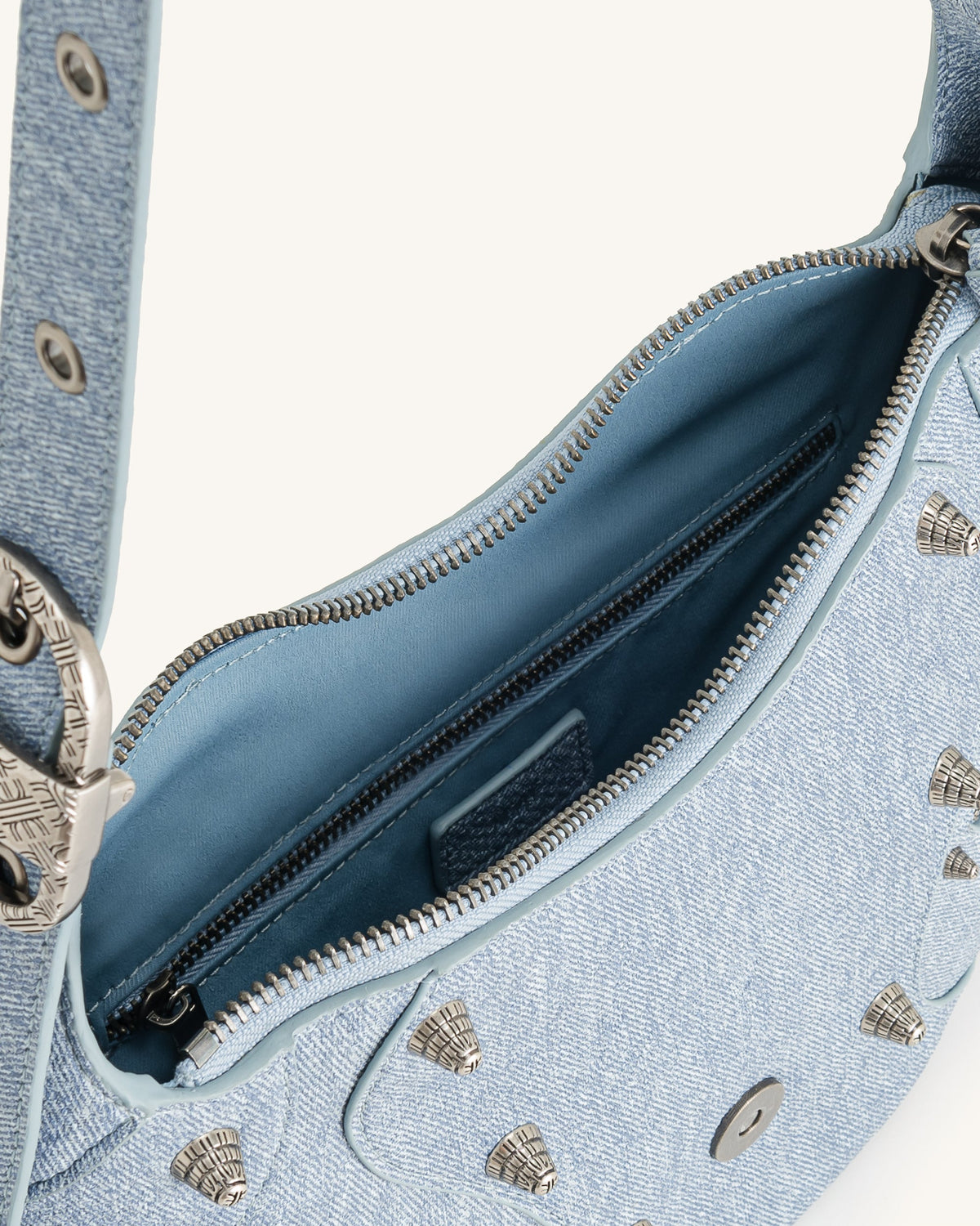 Tessa Denim Embossed Shoulder Bag - Blue | JW PEI