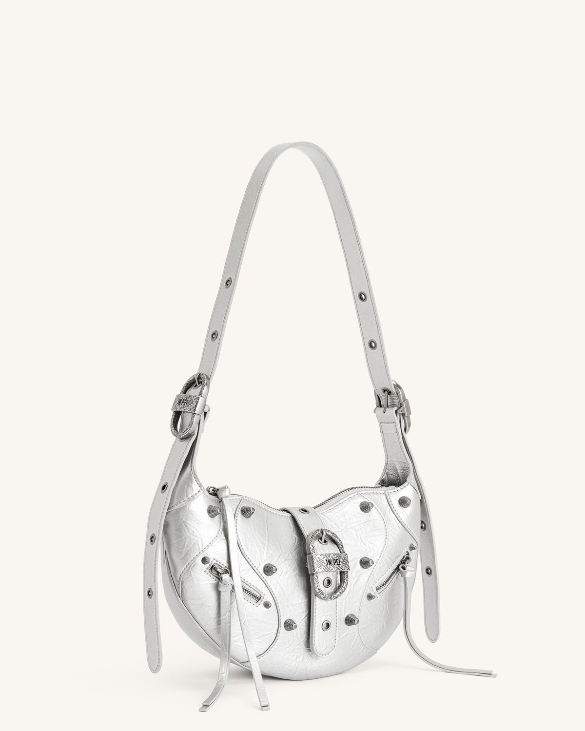Tessa Metallic Pleating Shoulder Bag - Silver | JW PEI
