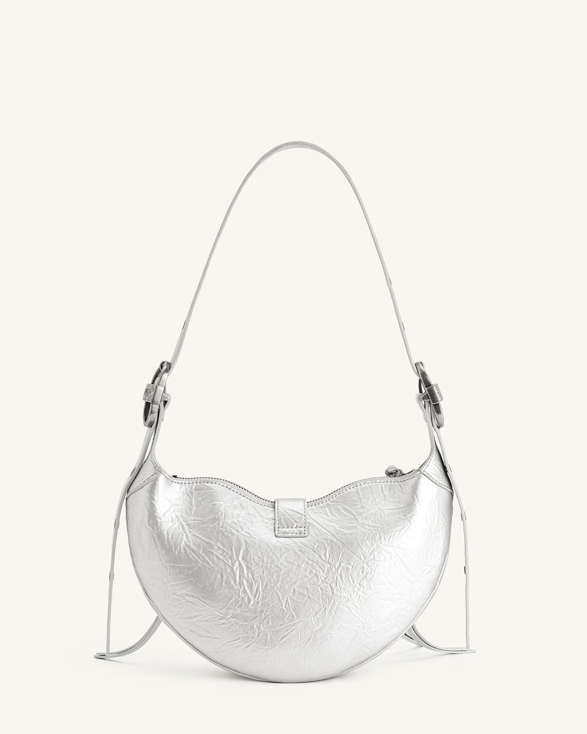 Tessa Metallic Pleating Shoulder Bag - Silver | JW PEI