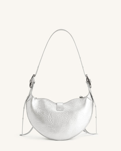 Tessa Metallic Pleating Shoulder Bag - Silver | JW PEI