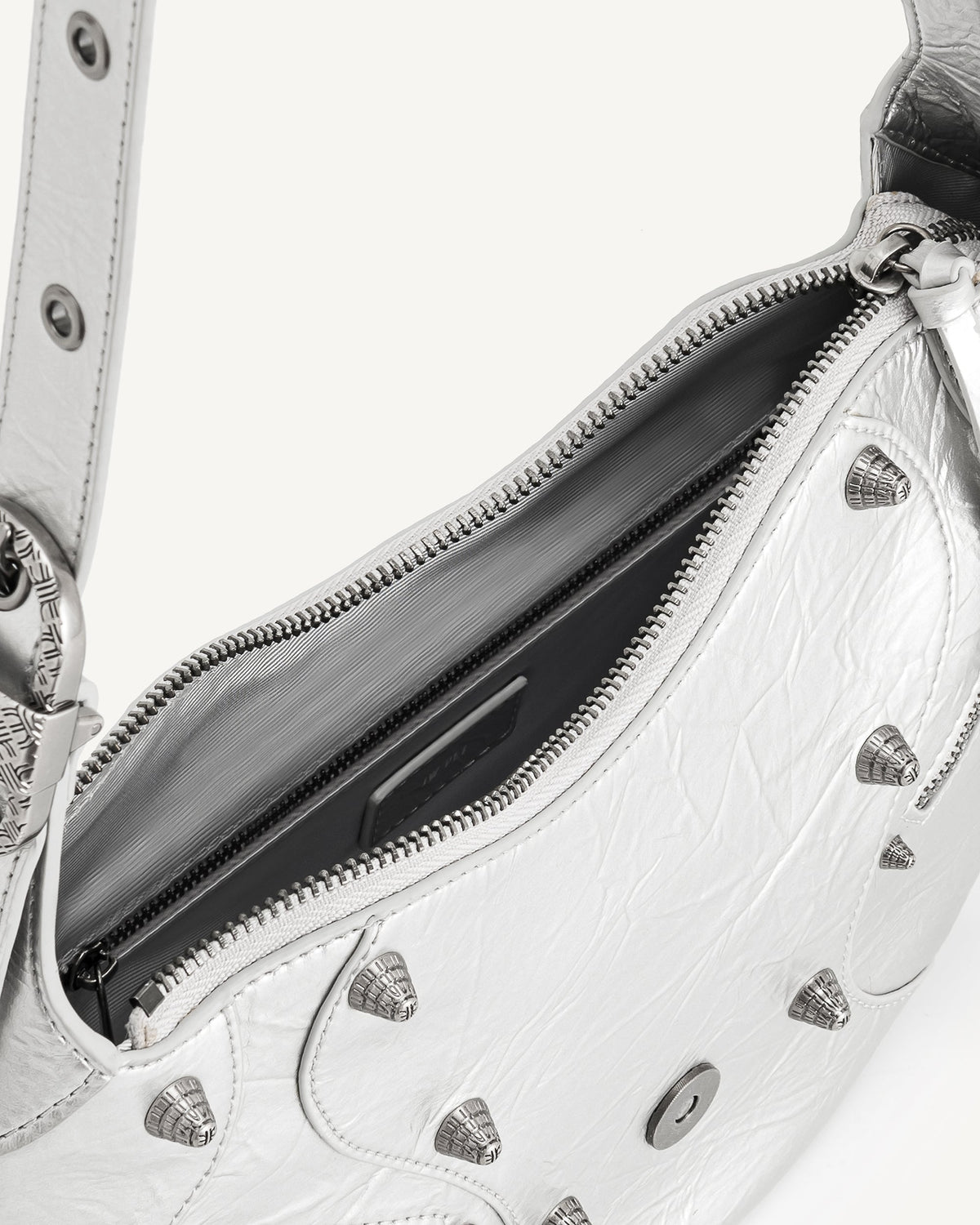 Tessa Metallic Pleating Shoulder Bag - Silver | JW PEI