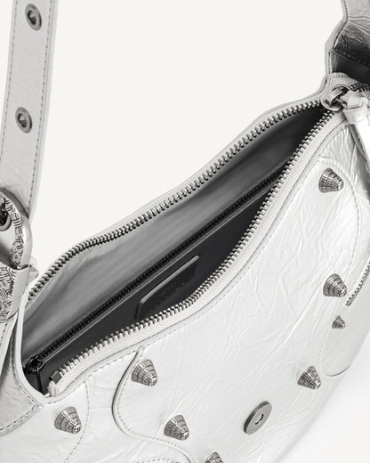 Tessa Metallic Pleating Shoulder Bag - Silver | JW PEI