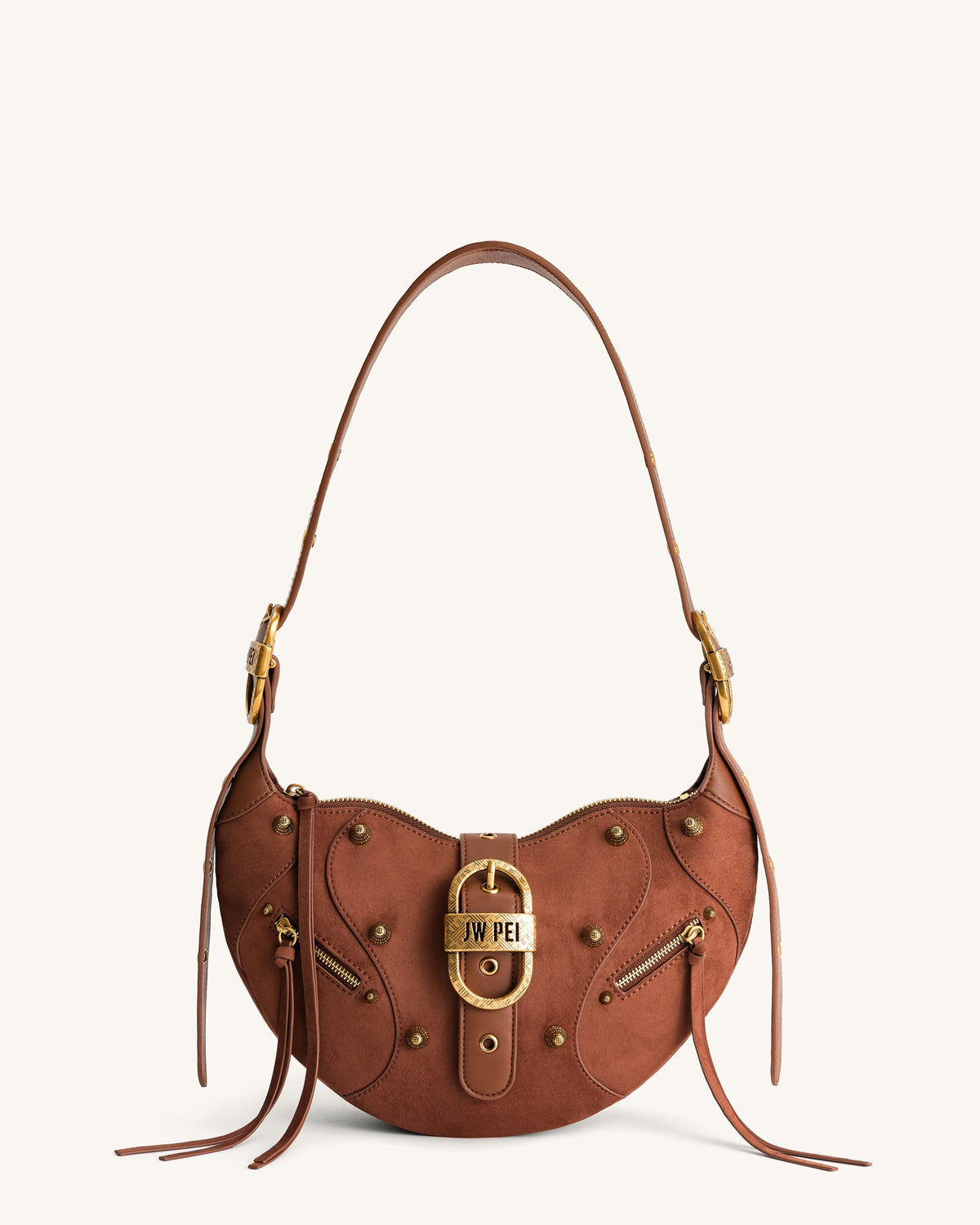 Tessa Suede Shoulder Bag - Dark Birch Brown | JW PEI