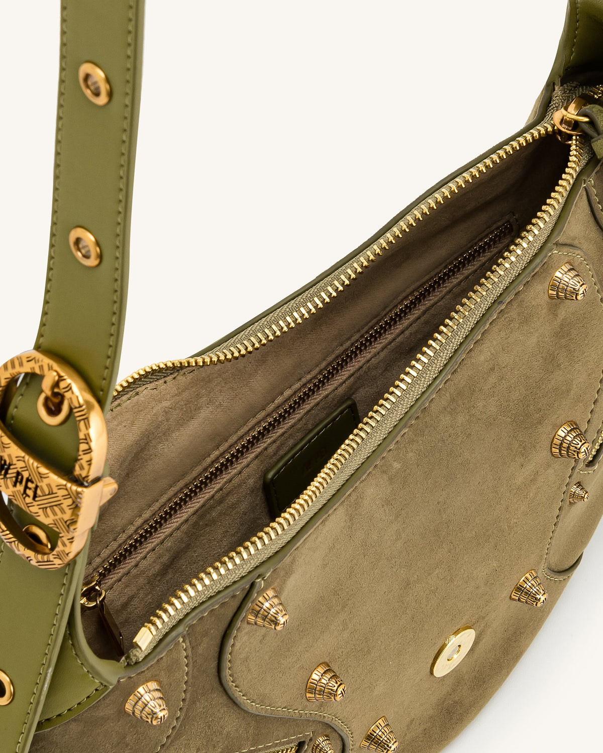 Tessa Suede Shoulder Bag - Dark Olive | JW PEI