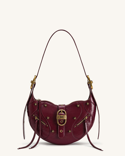 Tessa Studded Shoulder Bag - Burgundy | JW PEI