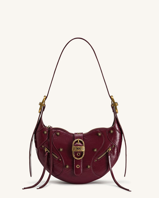 Tessa Studded Shoulder Bag - Burgundy | JW PEI