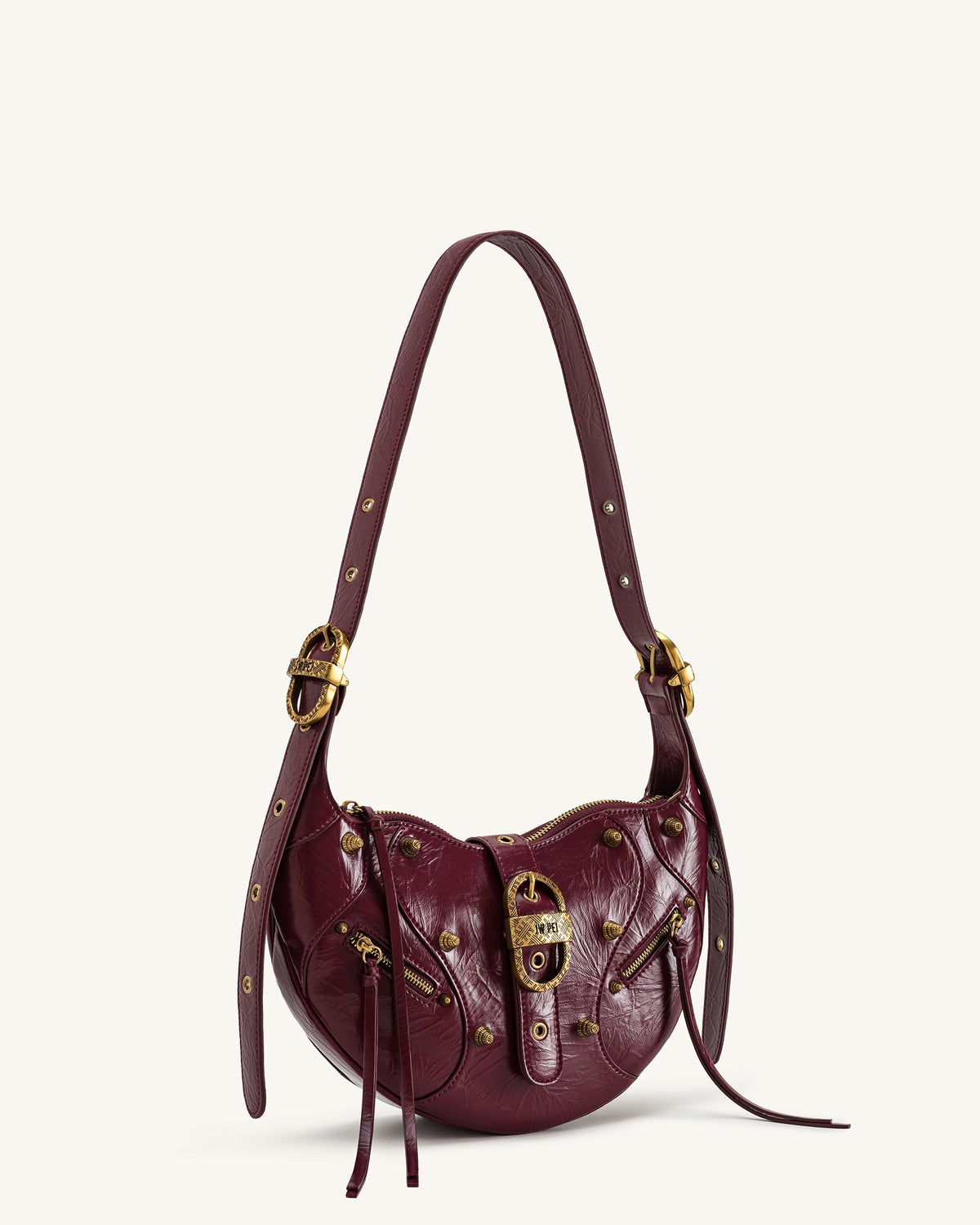 Tessa Studded Shoulder Bag - Burgundy | JW PEI