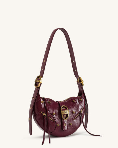 Tessa Studded Shoulder Bag - Burgundy | JW PEI