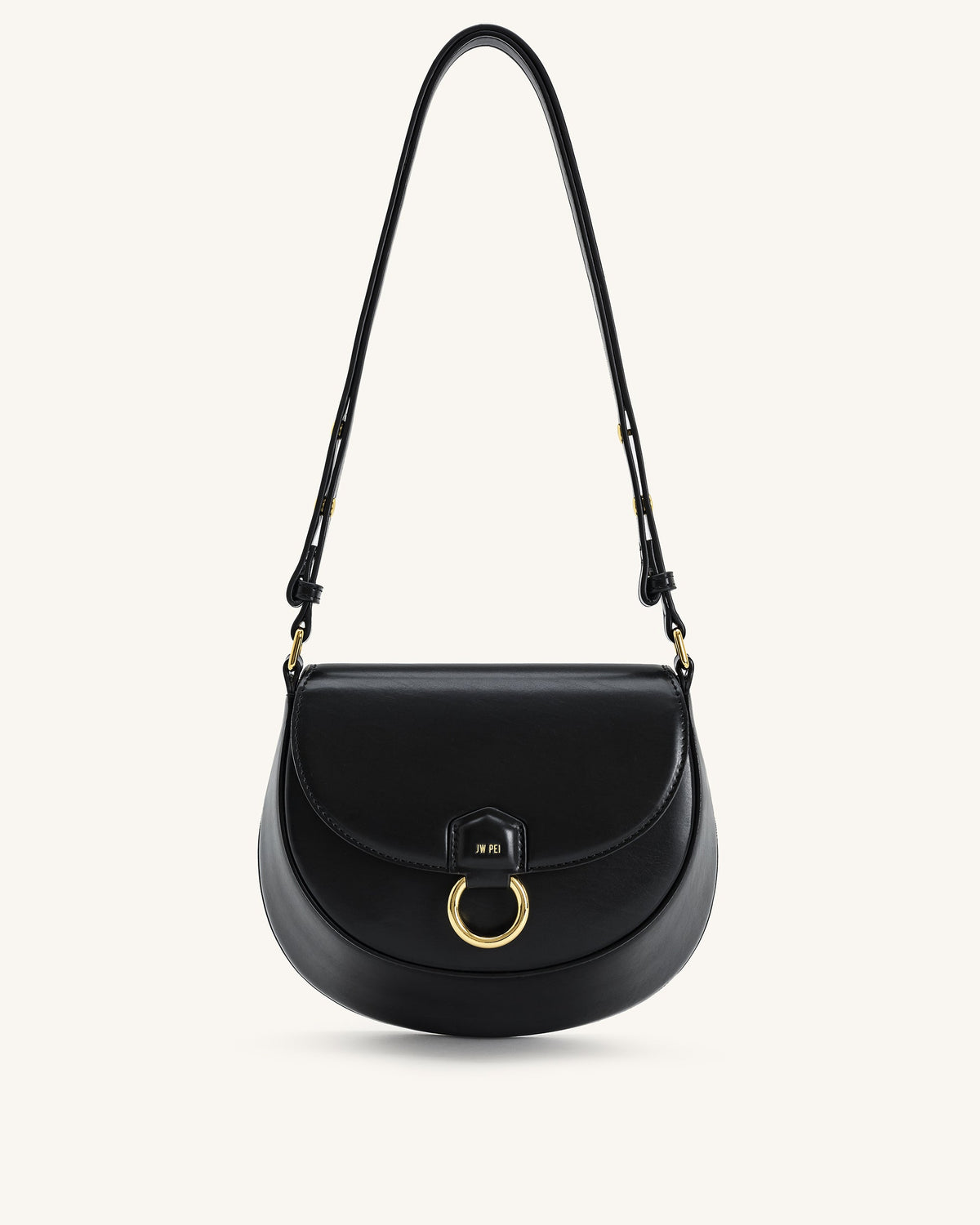 Diana Ring Flap Saddle Bag - Black | JW PEI
