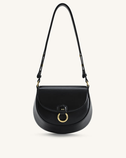 Diana Ring Flap Saddle Bag - Black | JW PEI