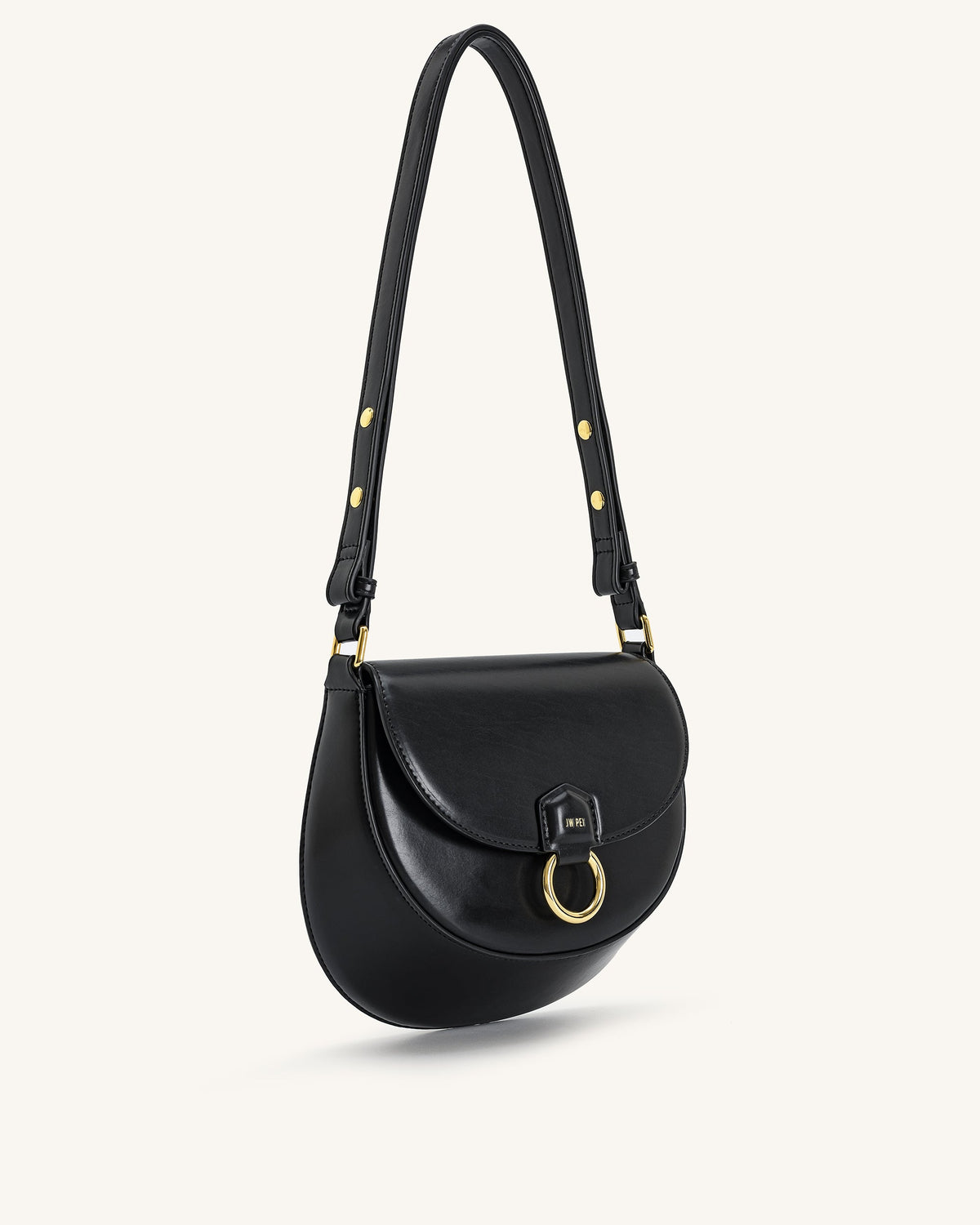 Diana Ring Flap Saddle Bag - Black | JW PEI