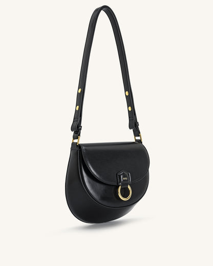 Diana Ring Flap Saddle Bag - Black | JW PEI